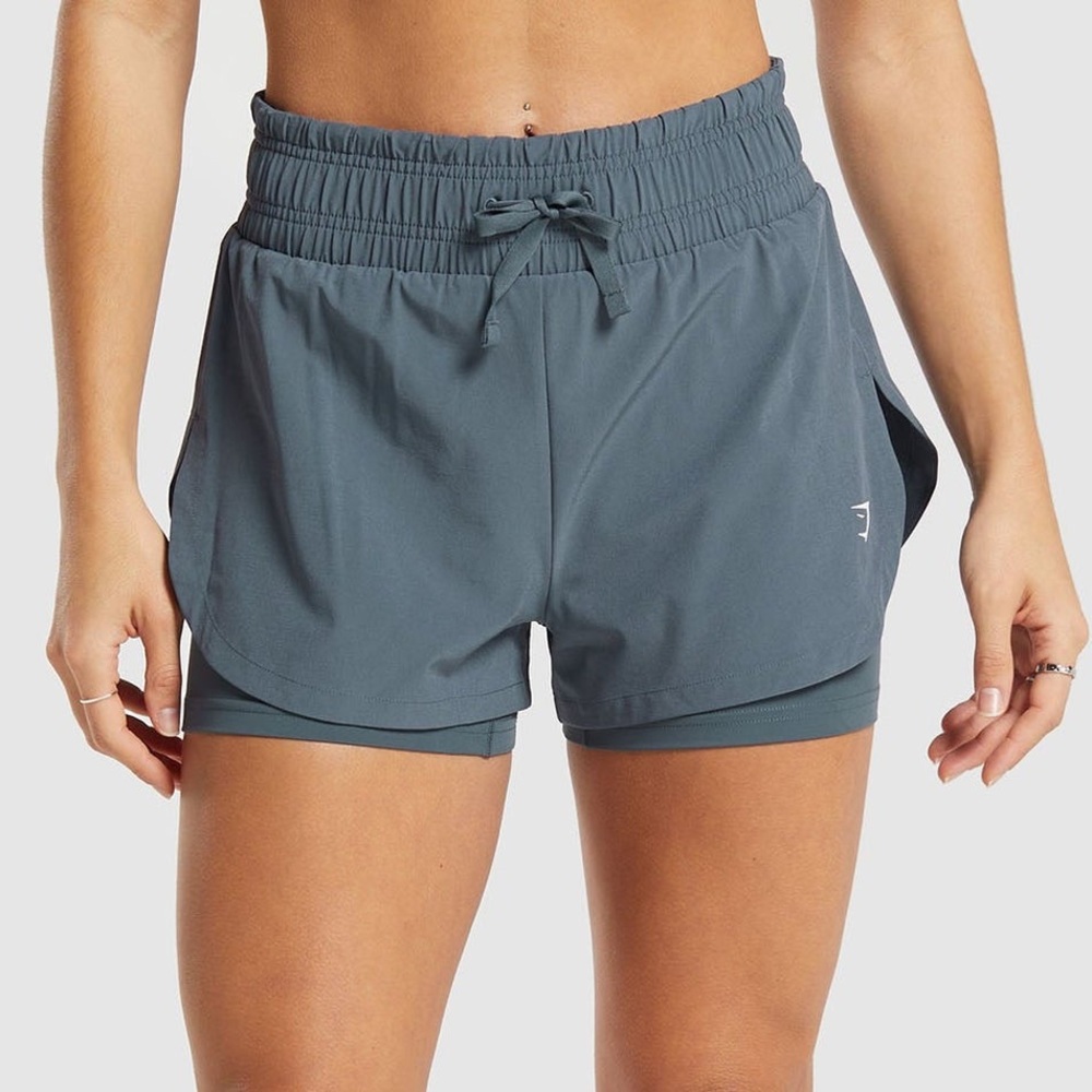 Gymshark Women's Athletic 2-in-1 Shorts in Slate Blue